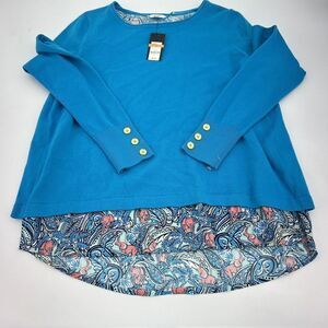 Crown & Ivy Blue Sweater Overlay Split Back Size Small NWT